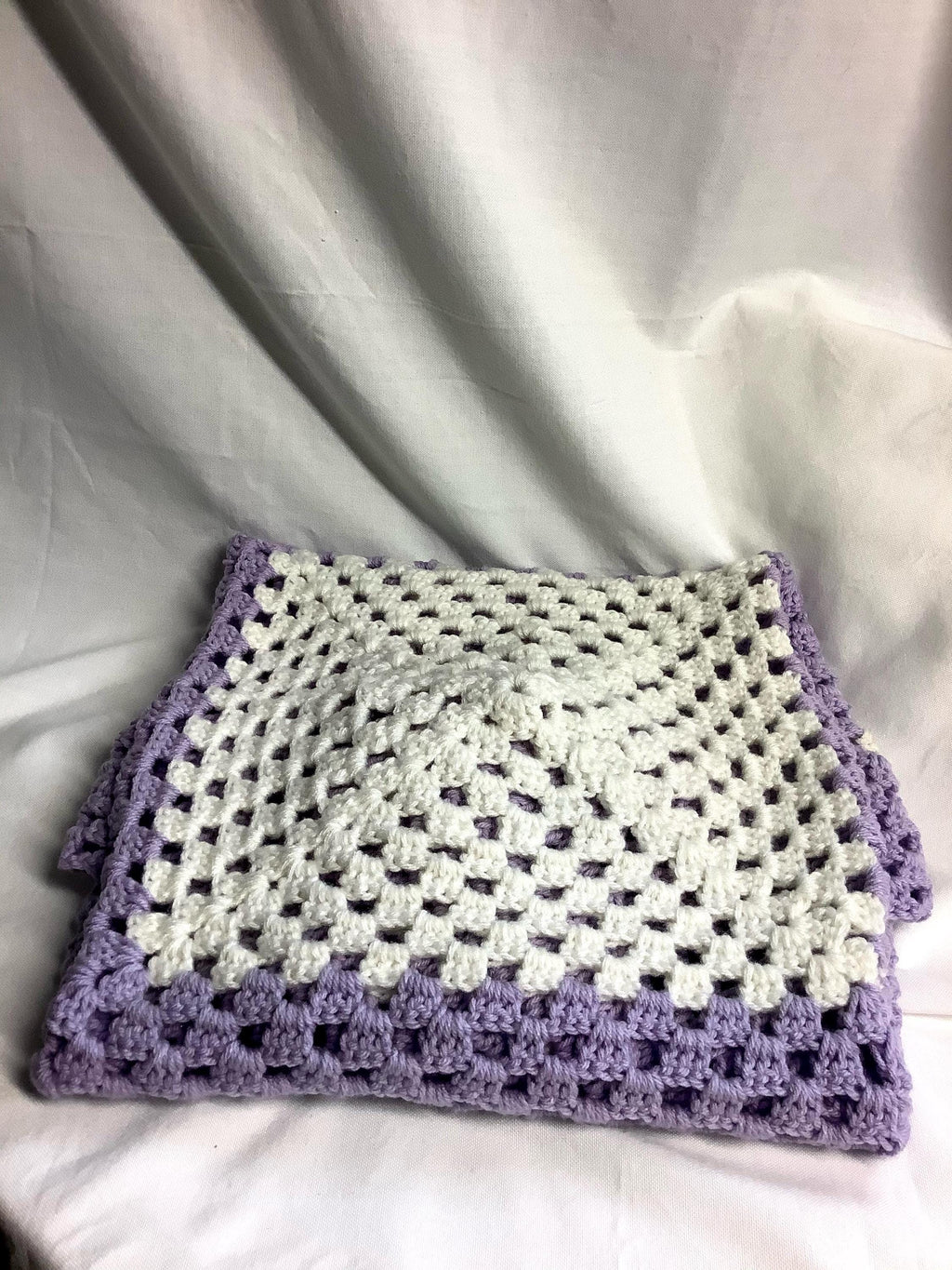 Crochet, Handmade Crochet Granny Square Baby Blanket: Nursery Decor Gift