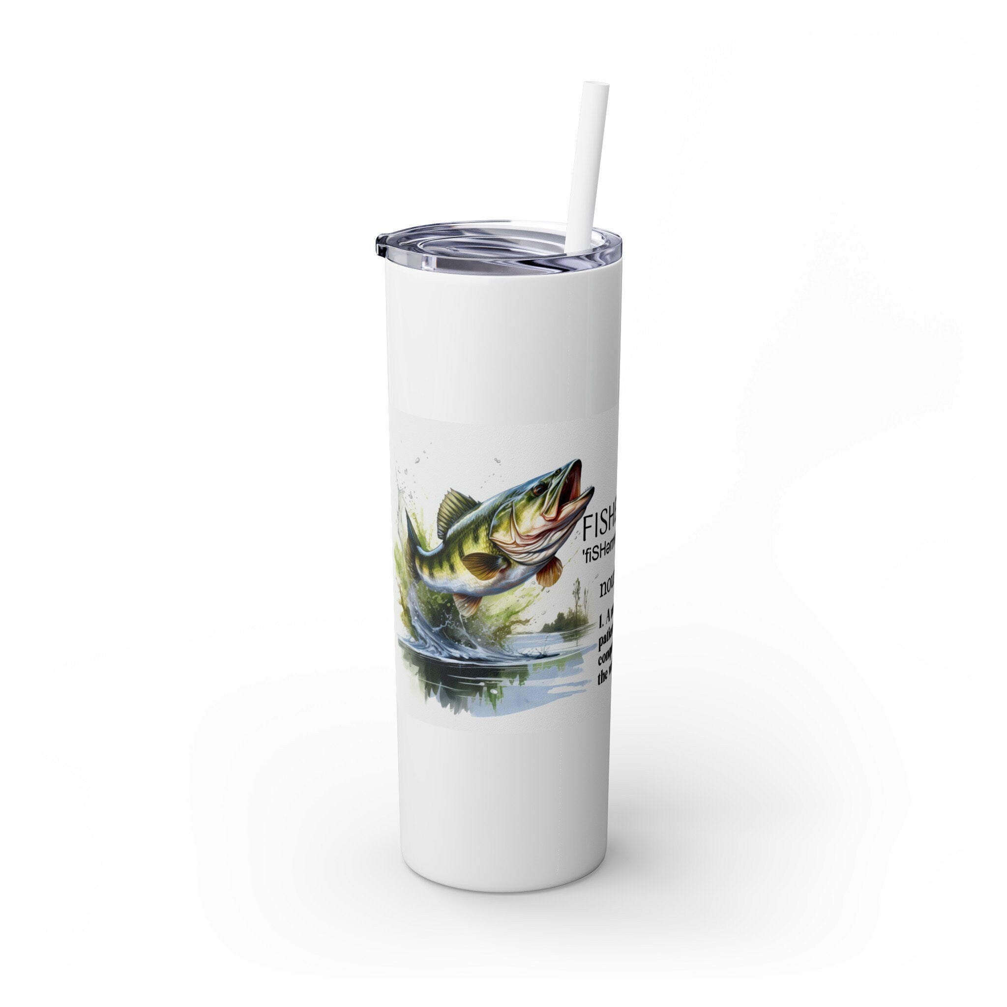 Skinny Tumbler with Straw, 20oz, Fathers Day gifts, fisherman gifts