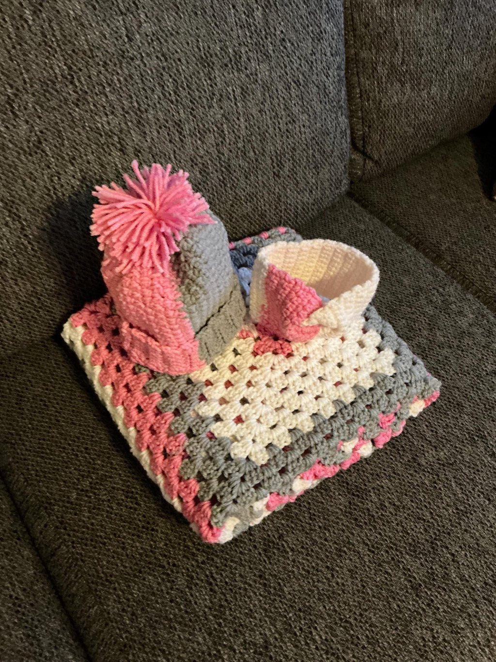 Handmade Crochet Baby Set – Granny Square, Hat and Headband