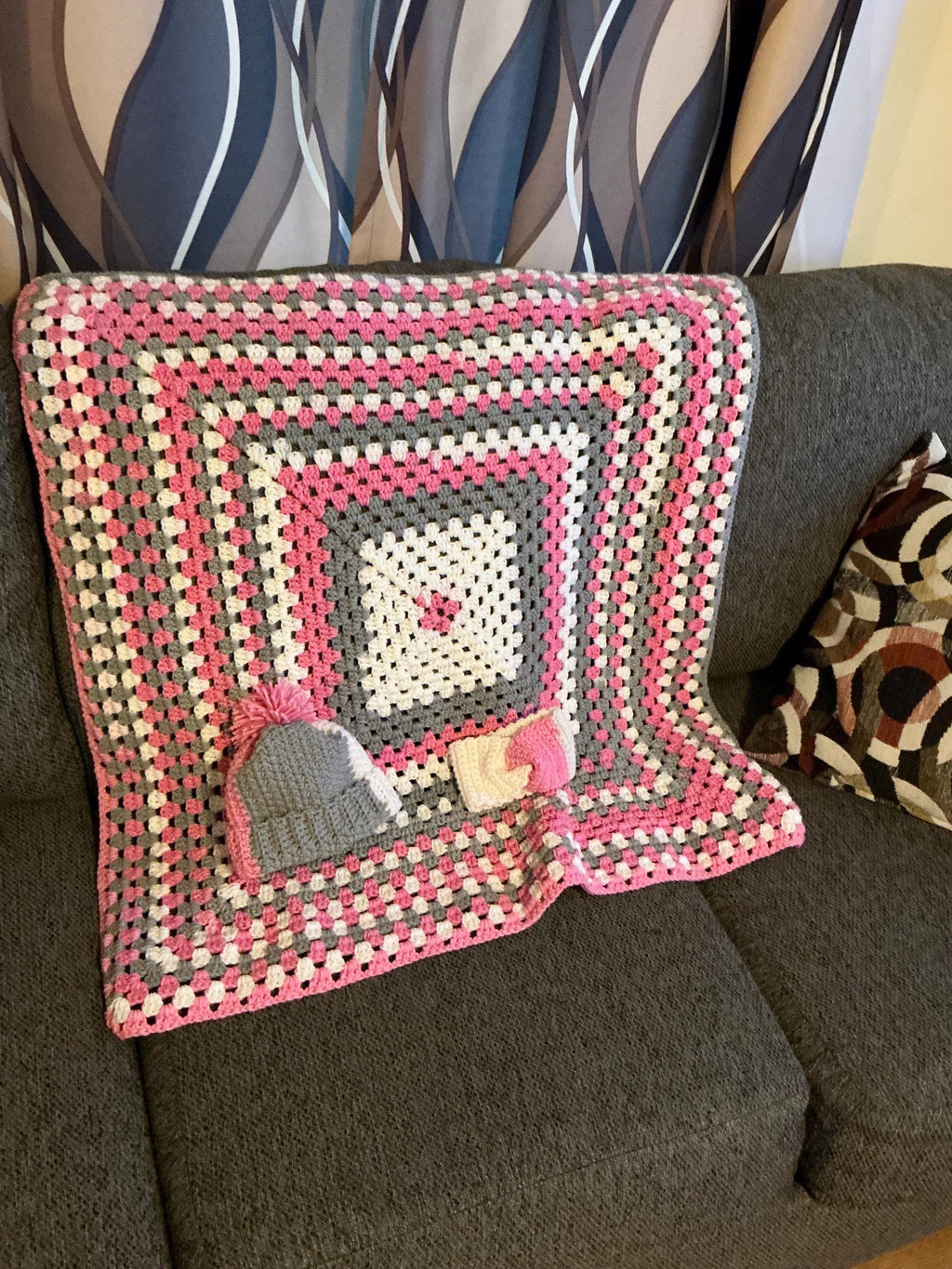 Handmade Crochet Baby Set – Granny Square, Hat and Headband