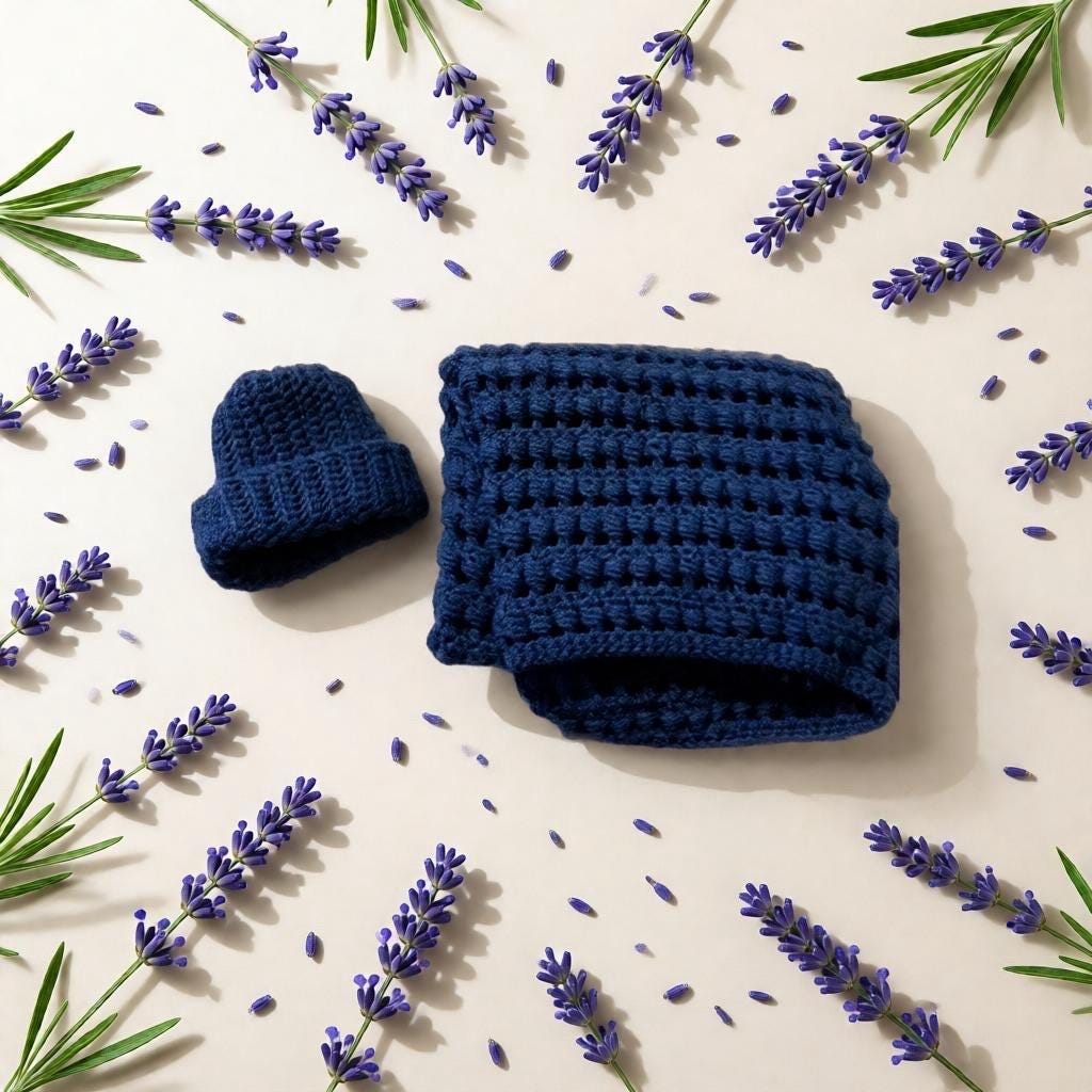 Handmade Crochet Baby Set – Granny Square, Hat and Headband