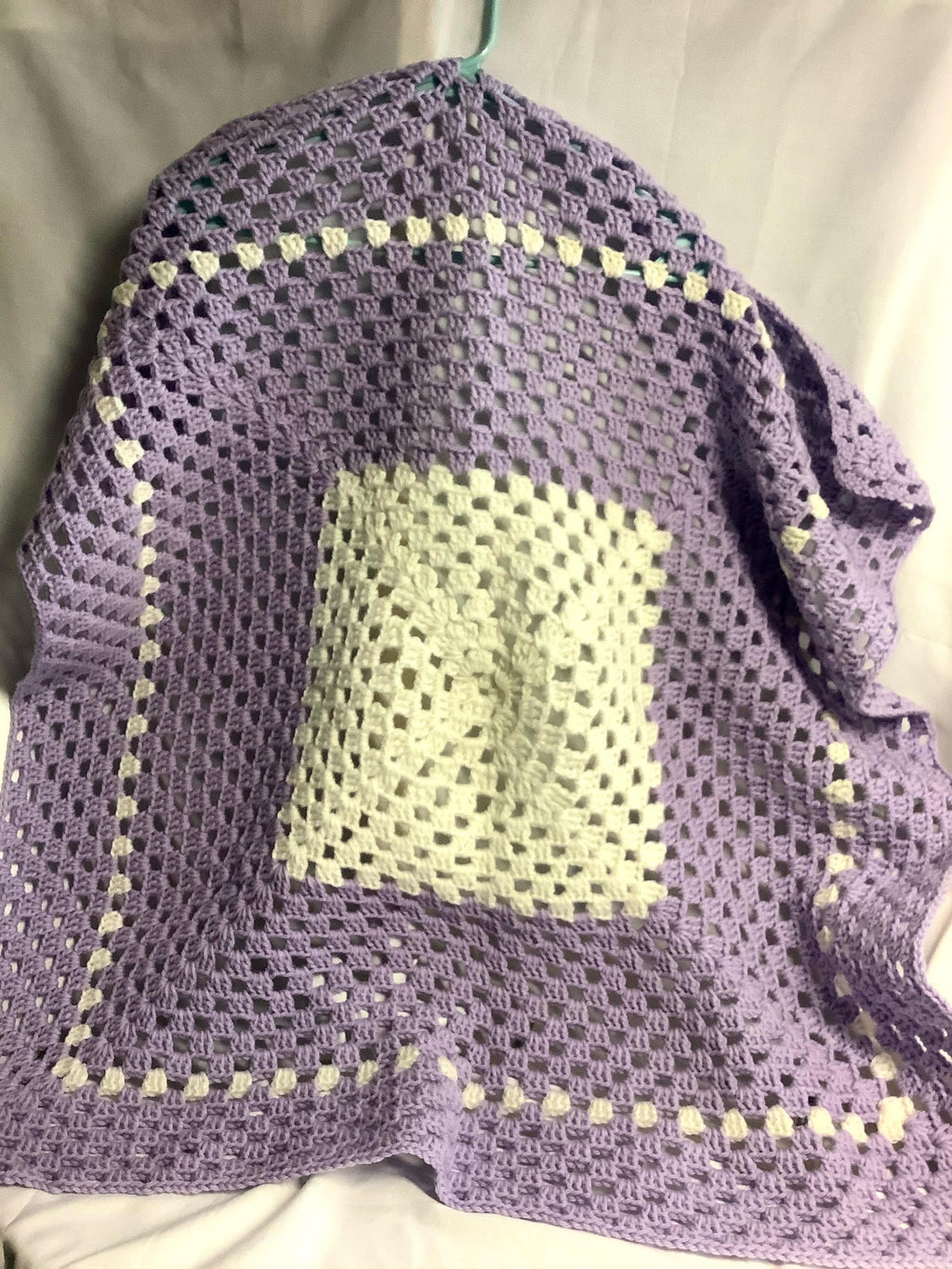 Crochet, Handmade Crochet Granny Square Baby Blanket: Nursery Decor Gift