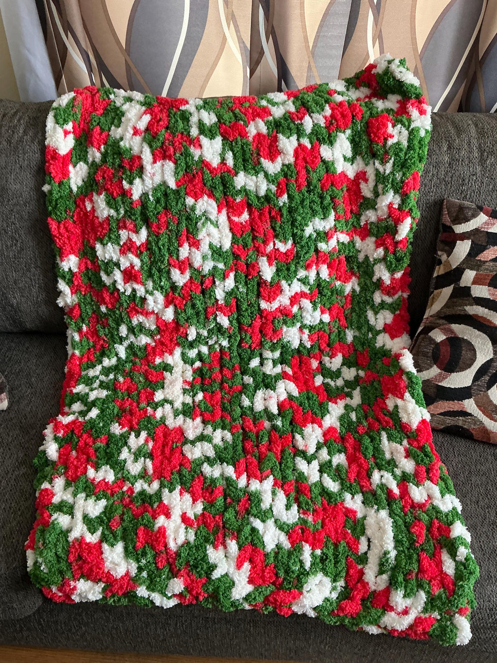 Christmas print hand knit baby blankets/throw