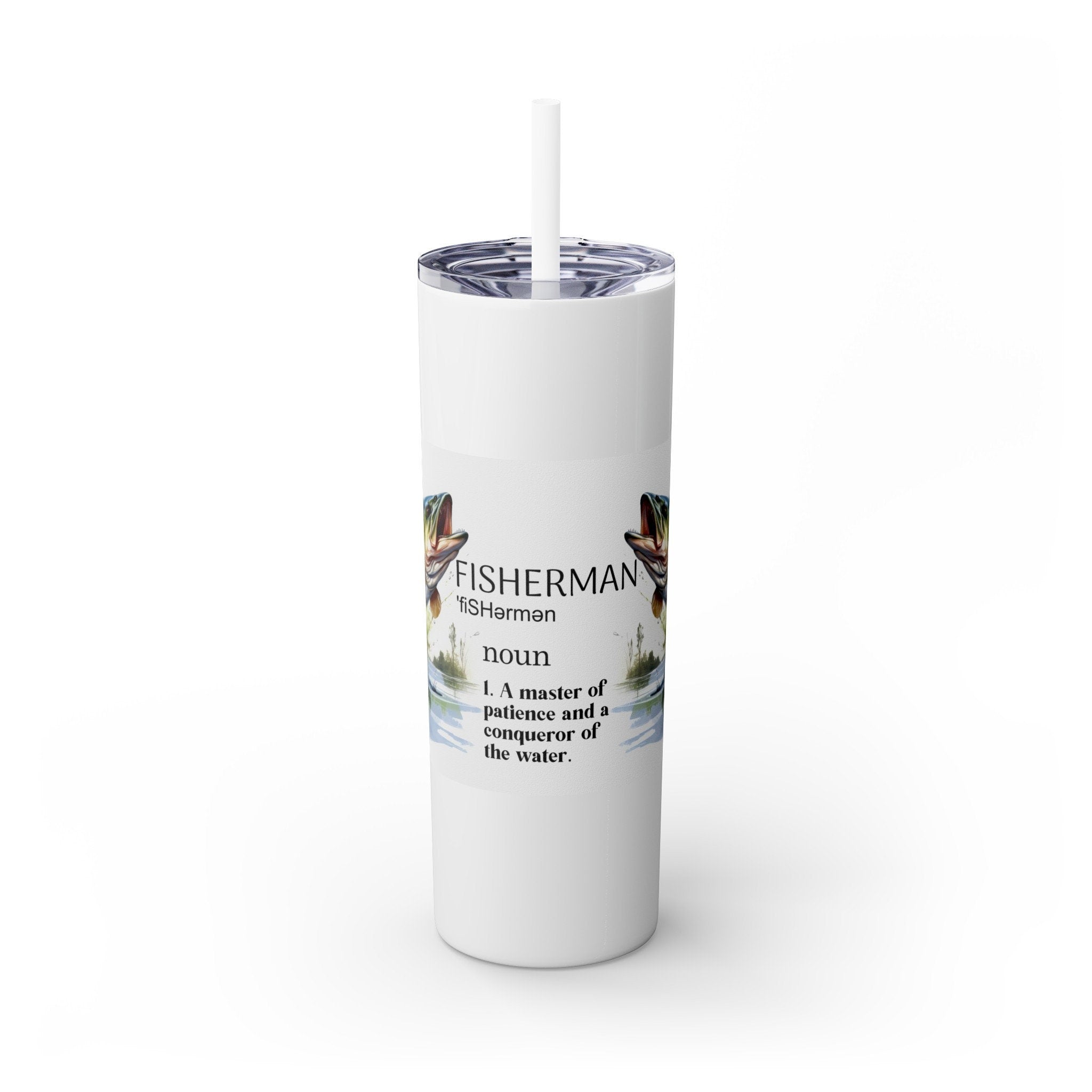 Skinny Tumbler with Straw, 20oz, Fathers Day gifts, fisherman gifts