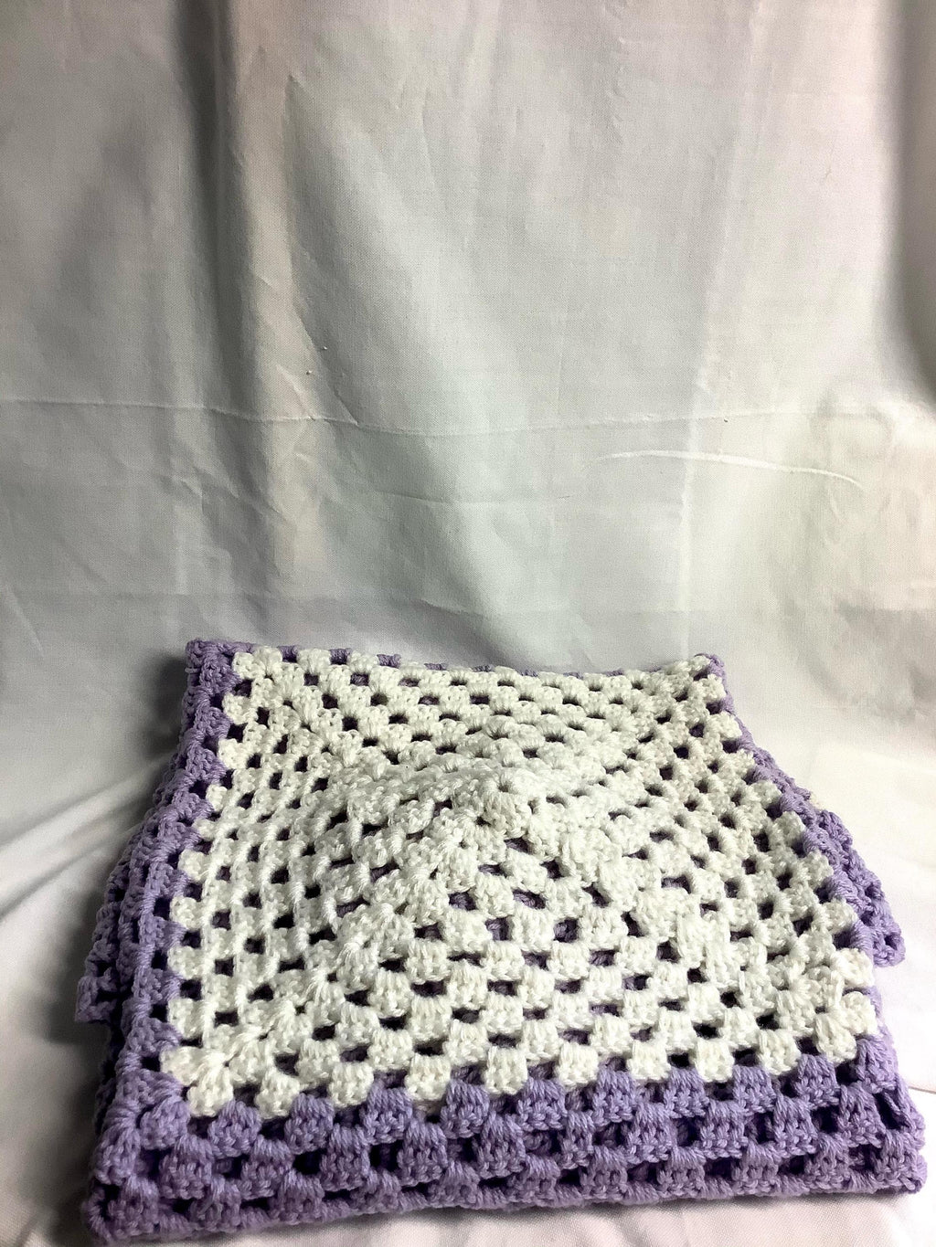 Crochet, Handmade Crochet Granny Square Baby Blanket: Nursery Decor Gift