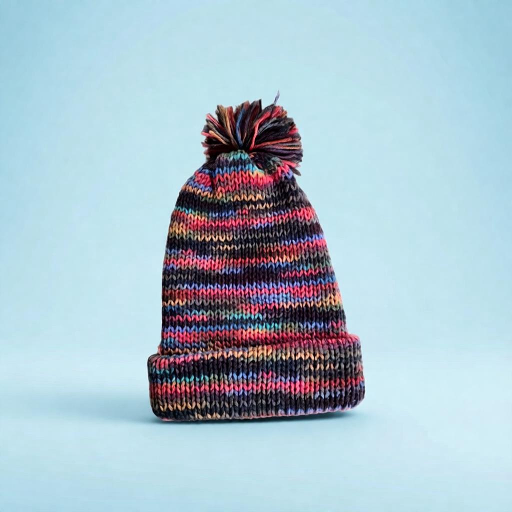 Sentro 48peg Knit Beanie: Soft, Warm, Striped Winter Hat