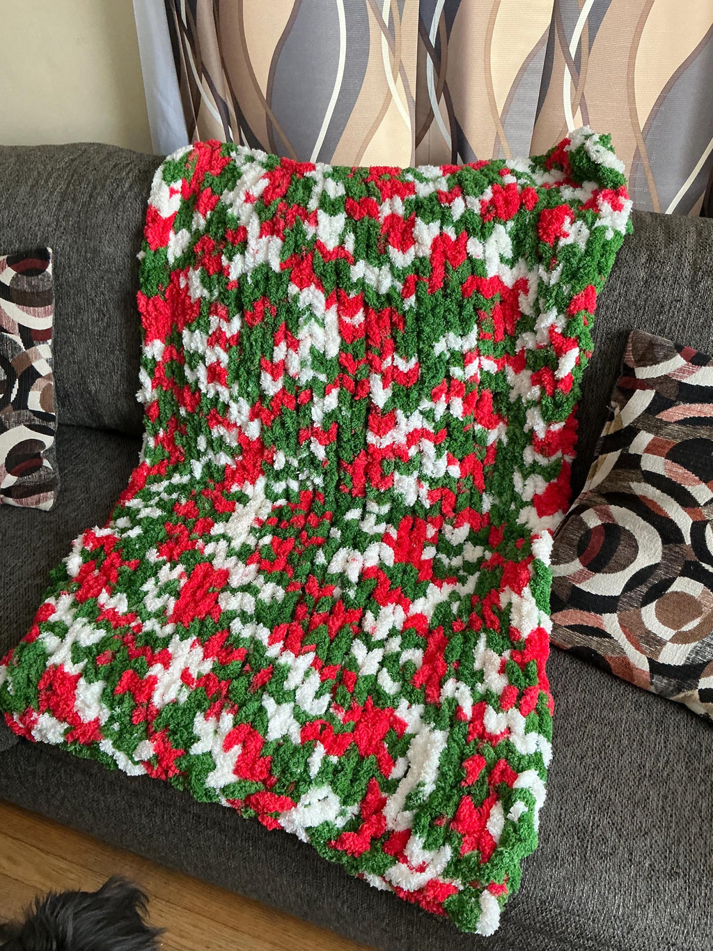 Christmas print hand knit baby blankets/throw